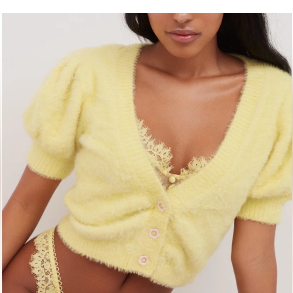 For Love And Lemons Soft Yellow Cardigan